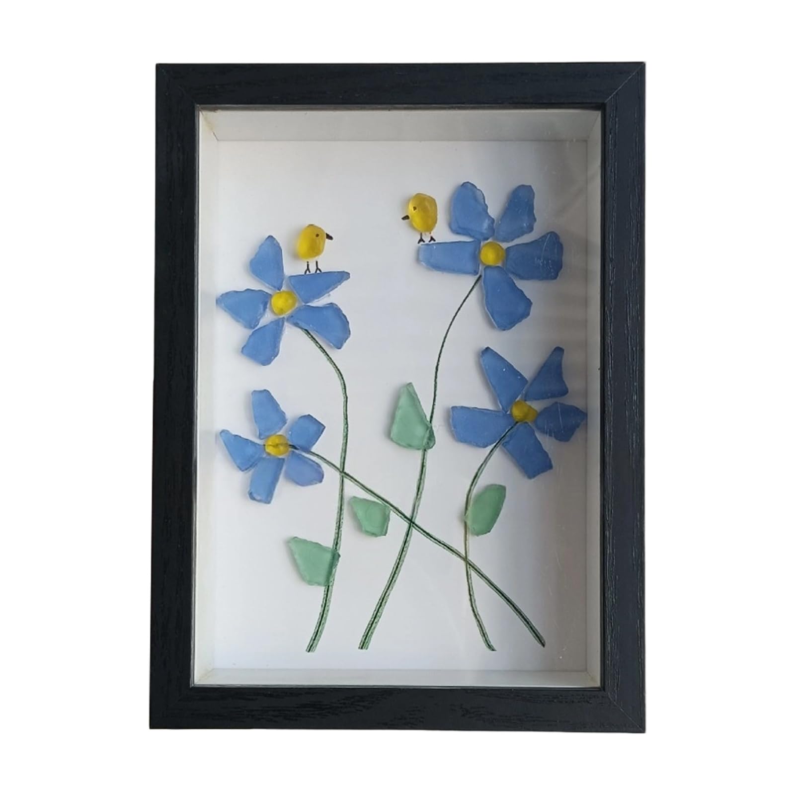 hogtnd Sea Glass Flower Birds Art Pictures Arts Frame Table Decors Friendship Gift Housewarmings Gift Table Decors