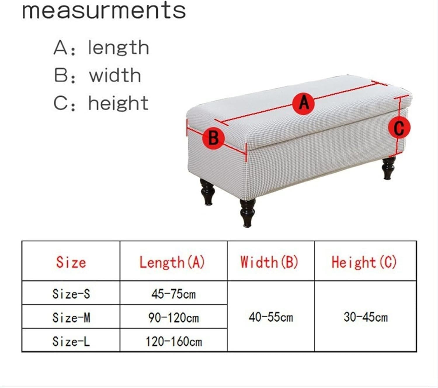 Konsilsa Velvet Rectangle Ottoman Slipcover,Stretchable Furniture Protector Cover with Elastic Bottom for Living Room & Bedroom Stools, Removable & Machine Washable (Color : B, Size : Large)