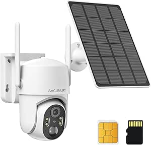 Cellular Security Cameras Wireless Outdoor, No WiFi Security Camera, 4G LTE Solar Camera Outdoor Wireless, 360 PTZ, 2K HD, Motion Detection, SD/Cloud Storage, 2-Way Talk, IP66 Waterproof asin的图片