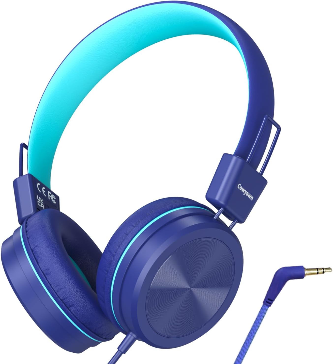 Kids Headphones, Toddler Headphones with Safe Volume Limiter 94dB, Wired School Headphones for Kid, 3.5mm Adjustable On-Ear Headphone for Boys/Girls/Children/Teens/iPad/Computer, Dark Blue