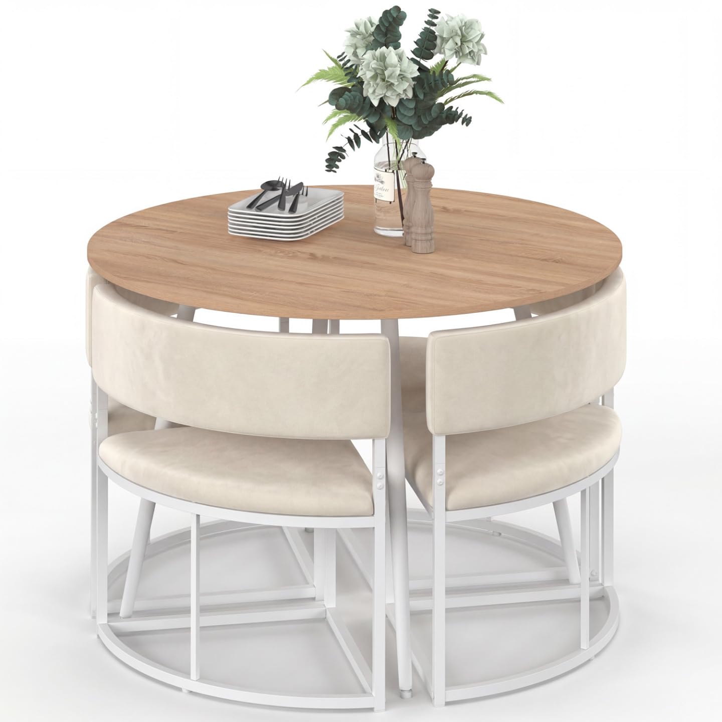 IDMarket - Ensemble Table et 4 chaises encastrables MILENE