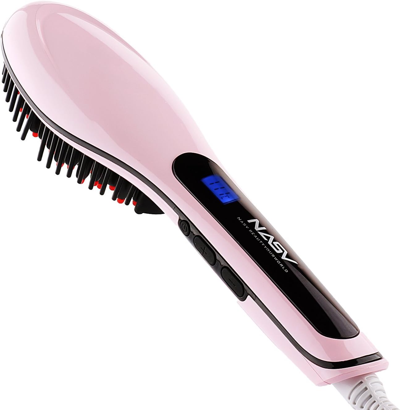 NiceTime Brush Hair Straightener, Instant Magic Silky Straight Hair Styling, Anion Hair Care, Anti Scald, Zero Damage, Massage Straightening Irons, Detangling Hair Brush (Pink)