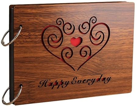 BK HOME AND DECOR Natural Wooden Files Collection Handcrafted Wooden Photo Album for Cherished Memories 229