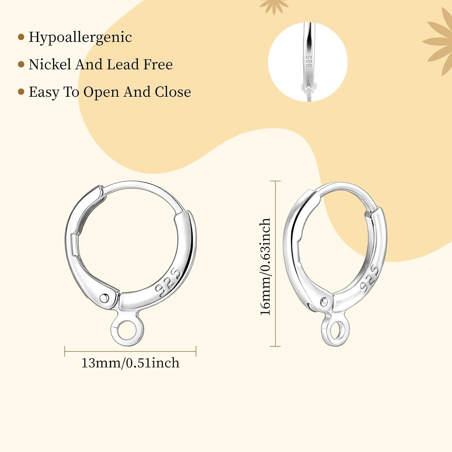 20 Pcs Silver Earring Hooks Small Round Earring Hoops with Loops Jewelry Making Supplies for DIY Dangle Earring Making