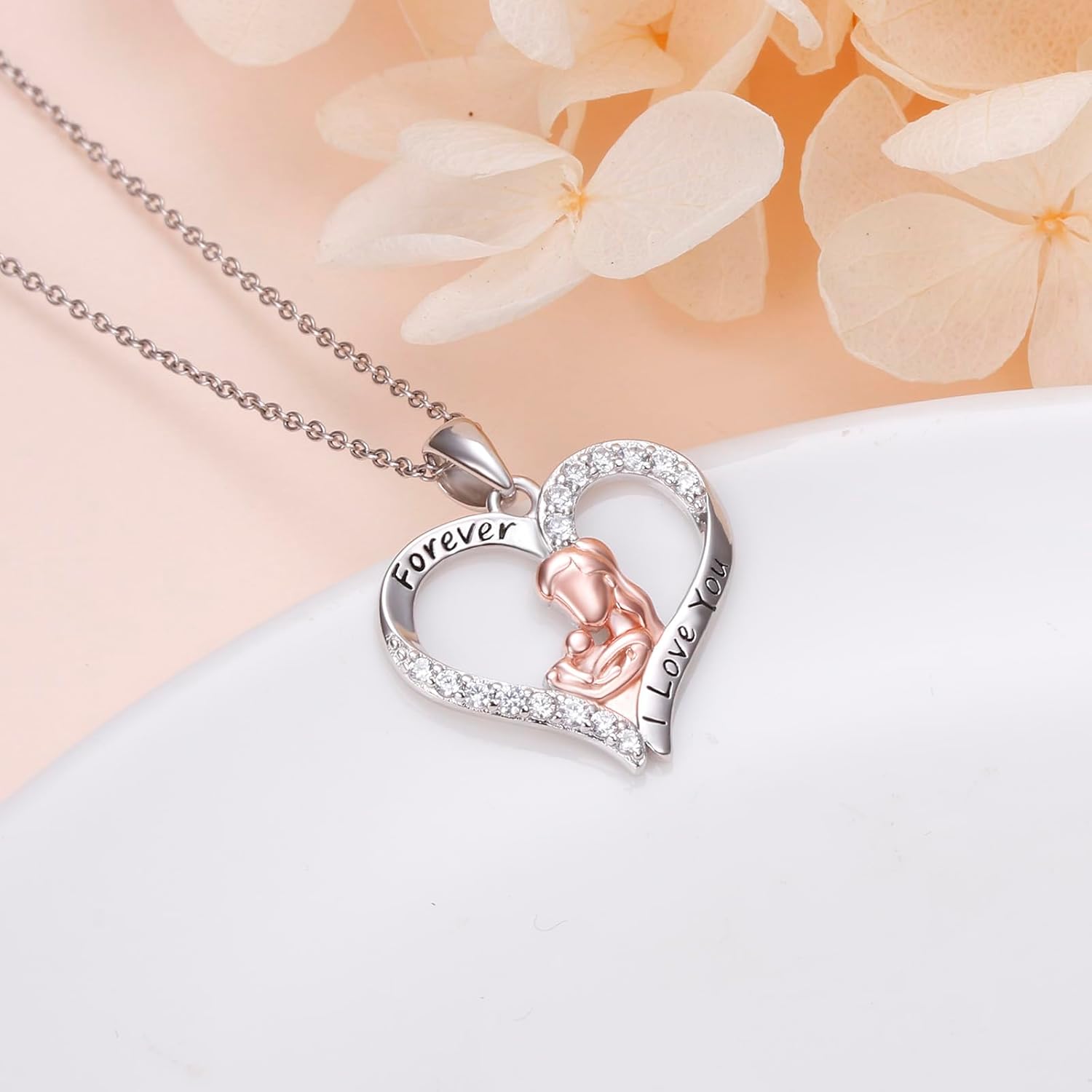 S925 Sterling Silver I Love You Forever Mom Necklace Heart Necklace Gift for Grandmother Mom Daughter Wife - Image 3