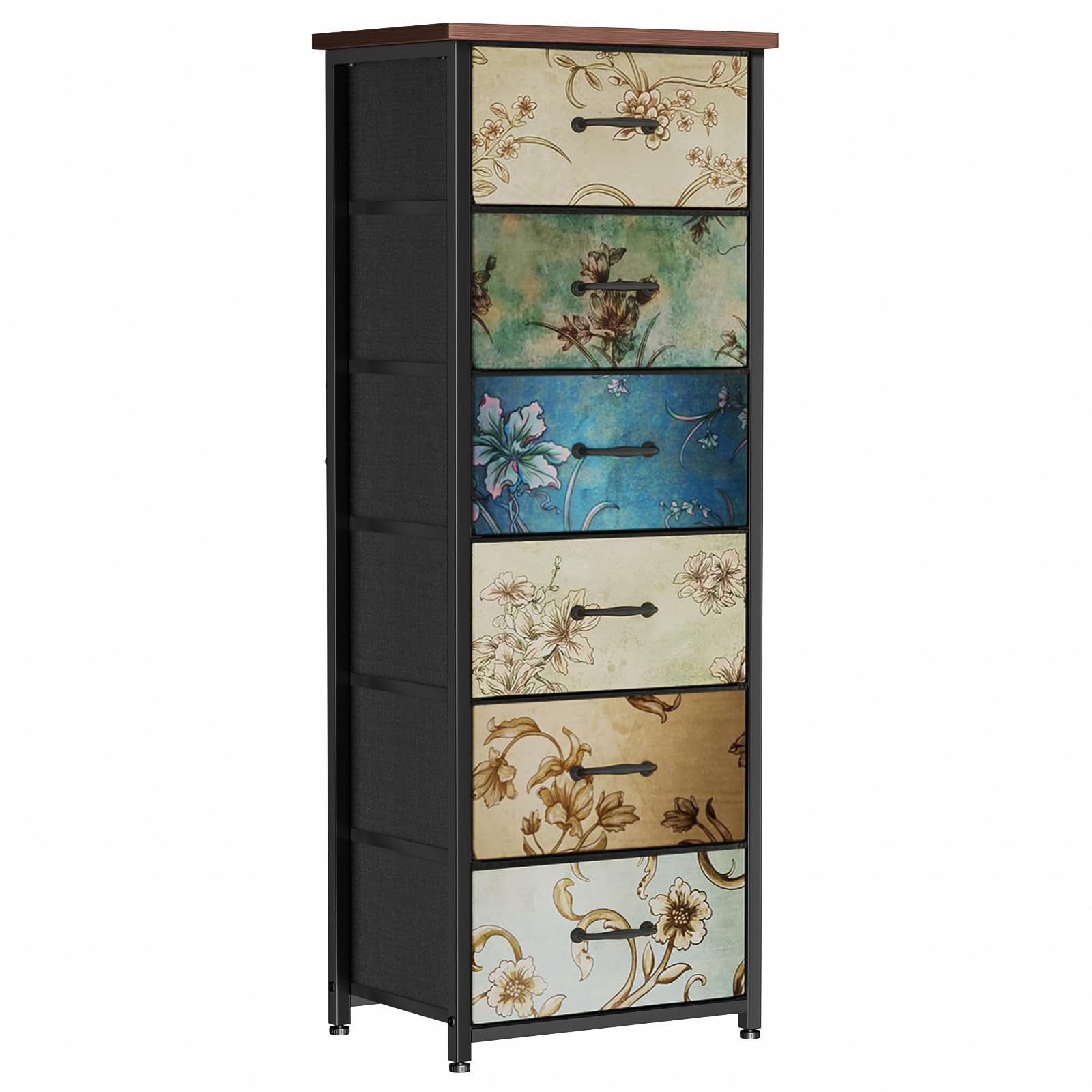 LNZHAO Chest of Drawers Bedroom Furniture with 6 Drawers - Fabric Dresser with Wood Top - Fabric Storage Organizer Unit for Living Room, Bedroom, Closet Easy to Assemble