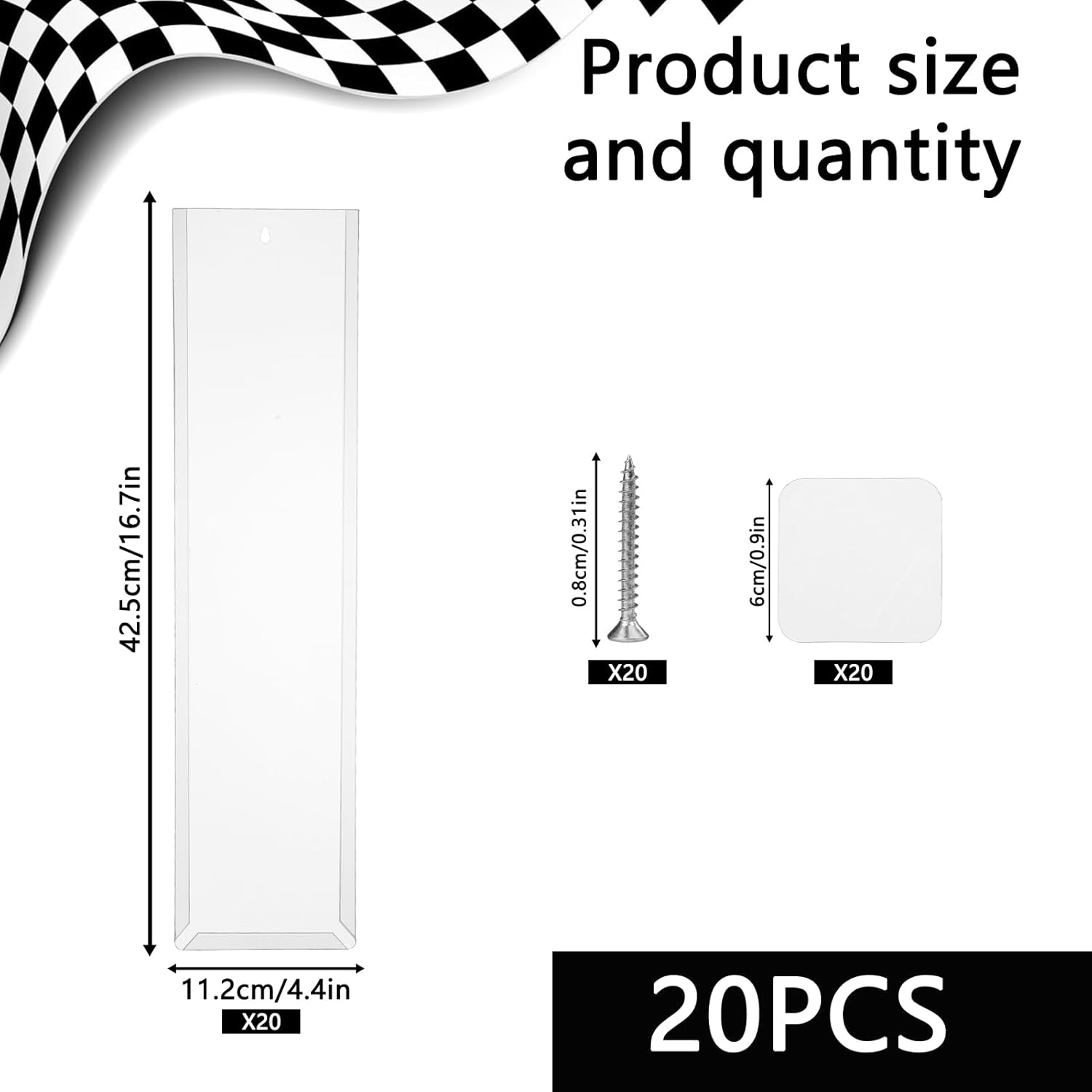 20 Pcs Clear Display Case for Packaged Model Cars,Model Car Display Cases Wall Mount-Holds up to 120 Cars,Toy Car Storage Organizer Compatible with Hot Wheels,Clear Model Car Display Case,16.7 x 4.4in