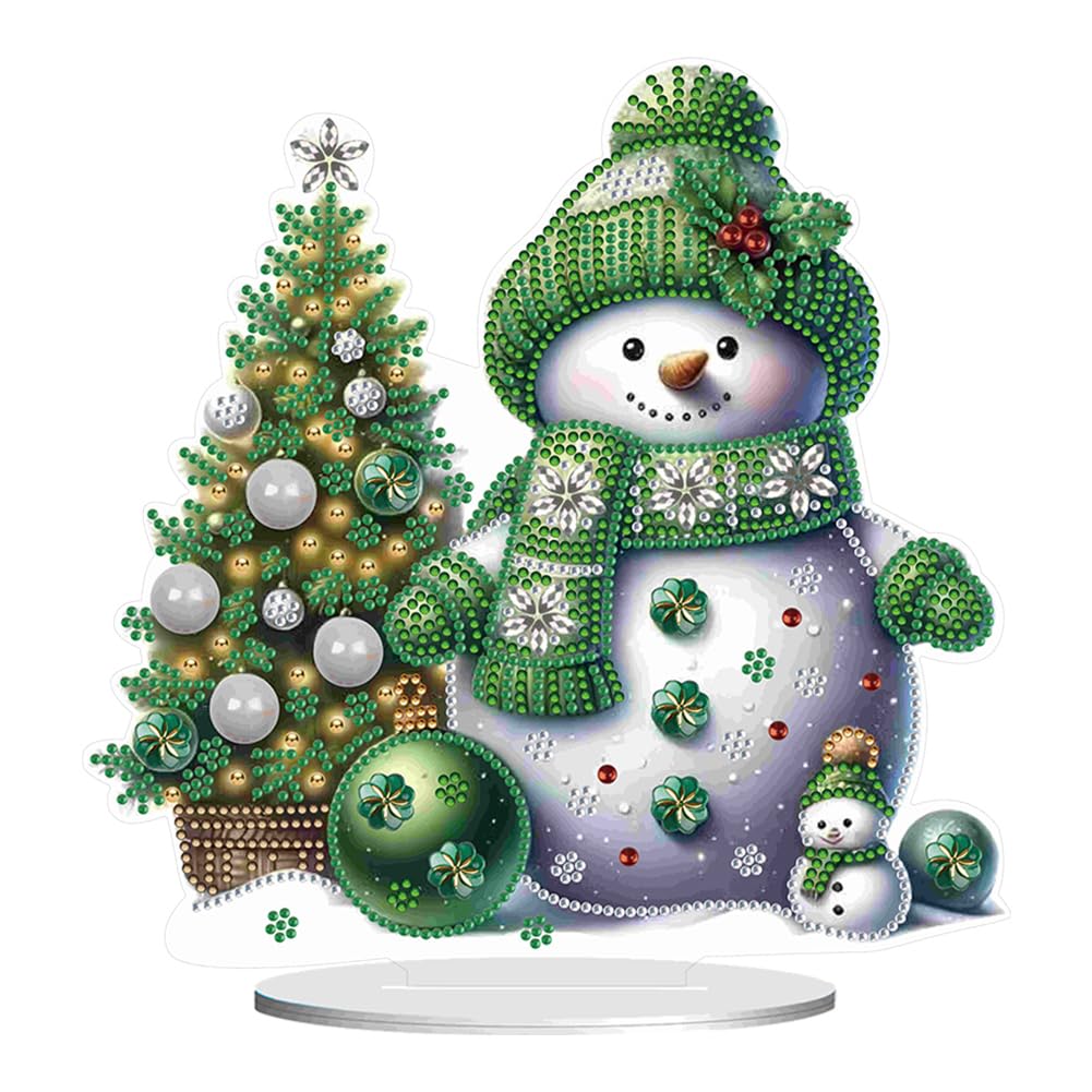 Generisch DIY Christmas Table Art Set - Diamond Painting Snowman Ornaments - Standing Art - Gift House Decoration