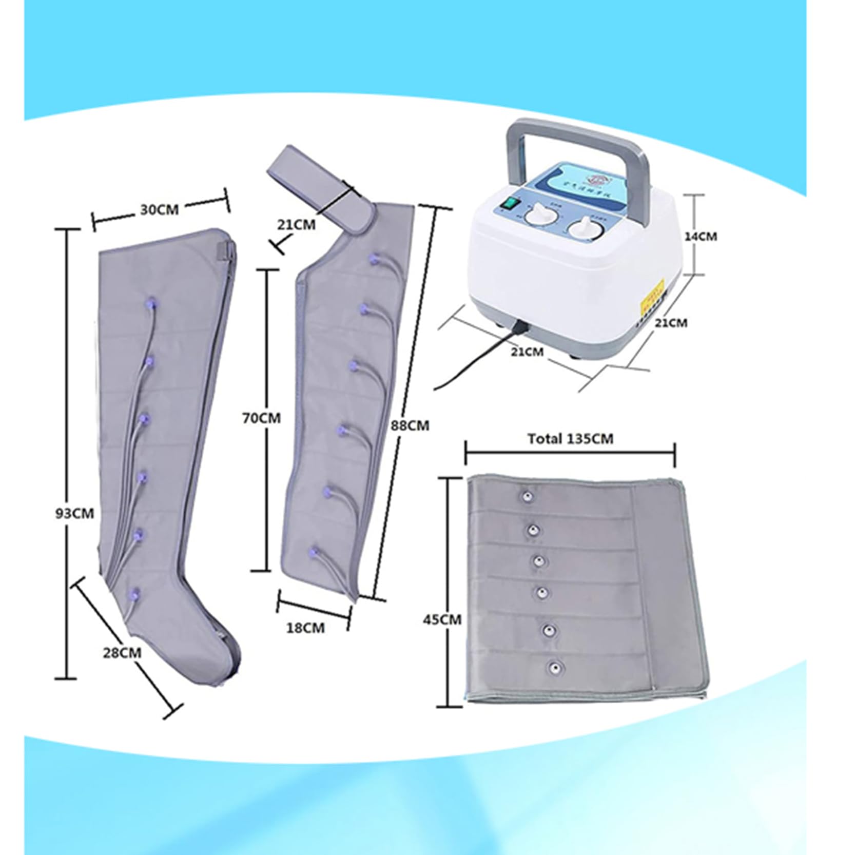 Masajeador Eléctrico de Compresión de Aire, Botas de Compresión de Aire para Circulación de linfedema, Masajeador Neumático de Piernas Y Brazos para Drenaje linfático