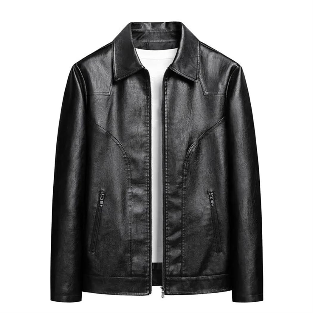 Giacca da uomo in pelle PU invernale nera casual streetwear a maniche lunghe giacche cappotto