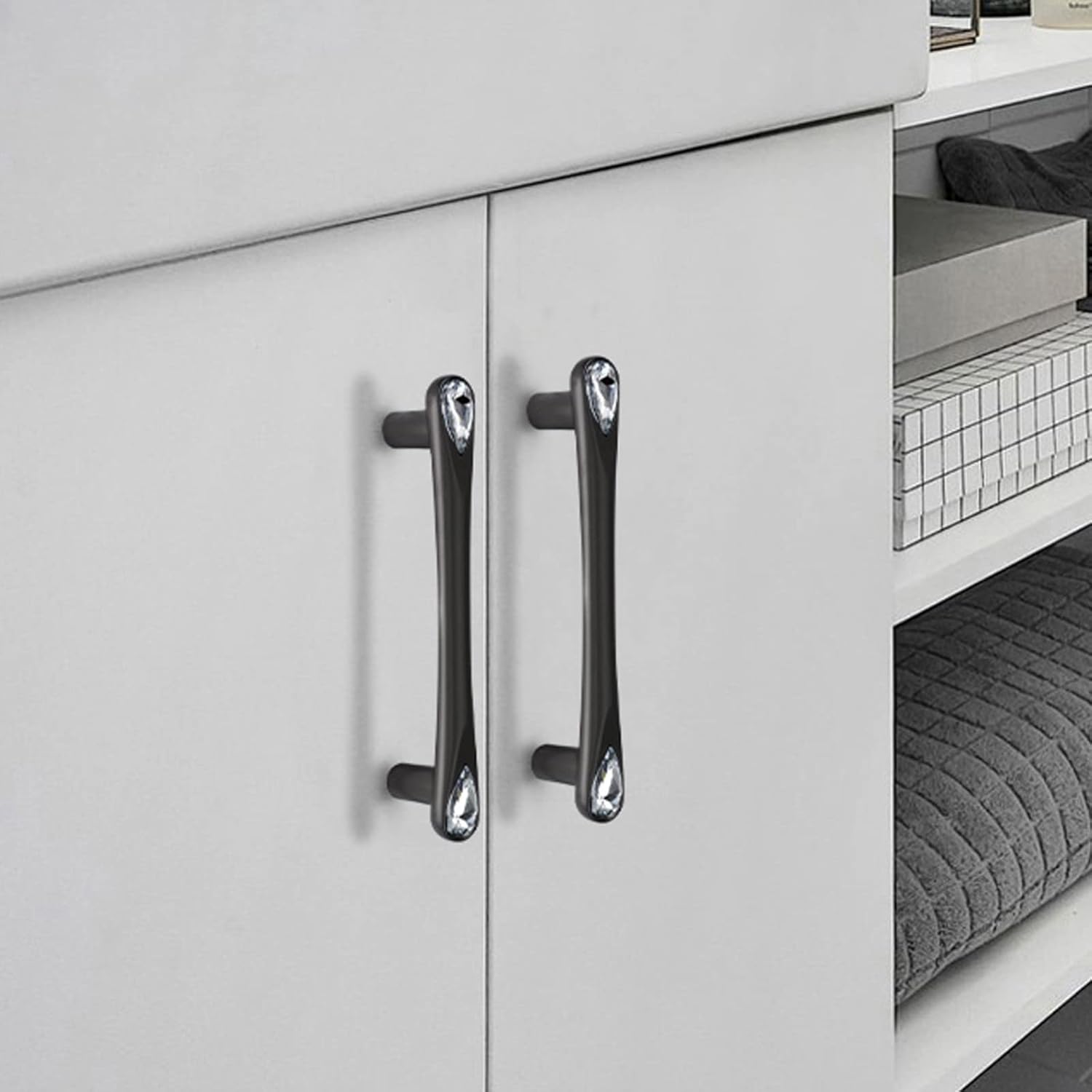 Handle, Crystal Drawer Handles Zinc Alloy Cupboard Handles Wardrobe Kitchen Door Knob Dresser Handles Fits Kitchen Bedroom Living Room Doorniture/Color/192Mm(7.5In) ( Color : Color , Size : 128Mm(5In)