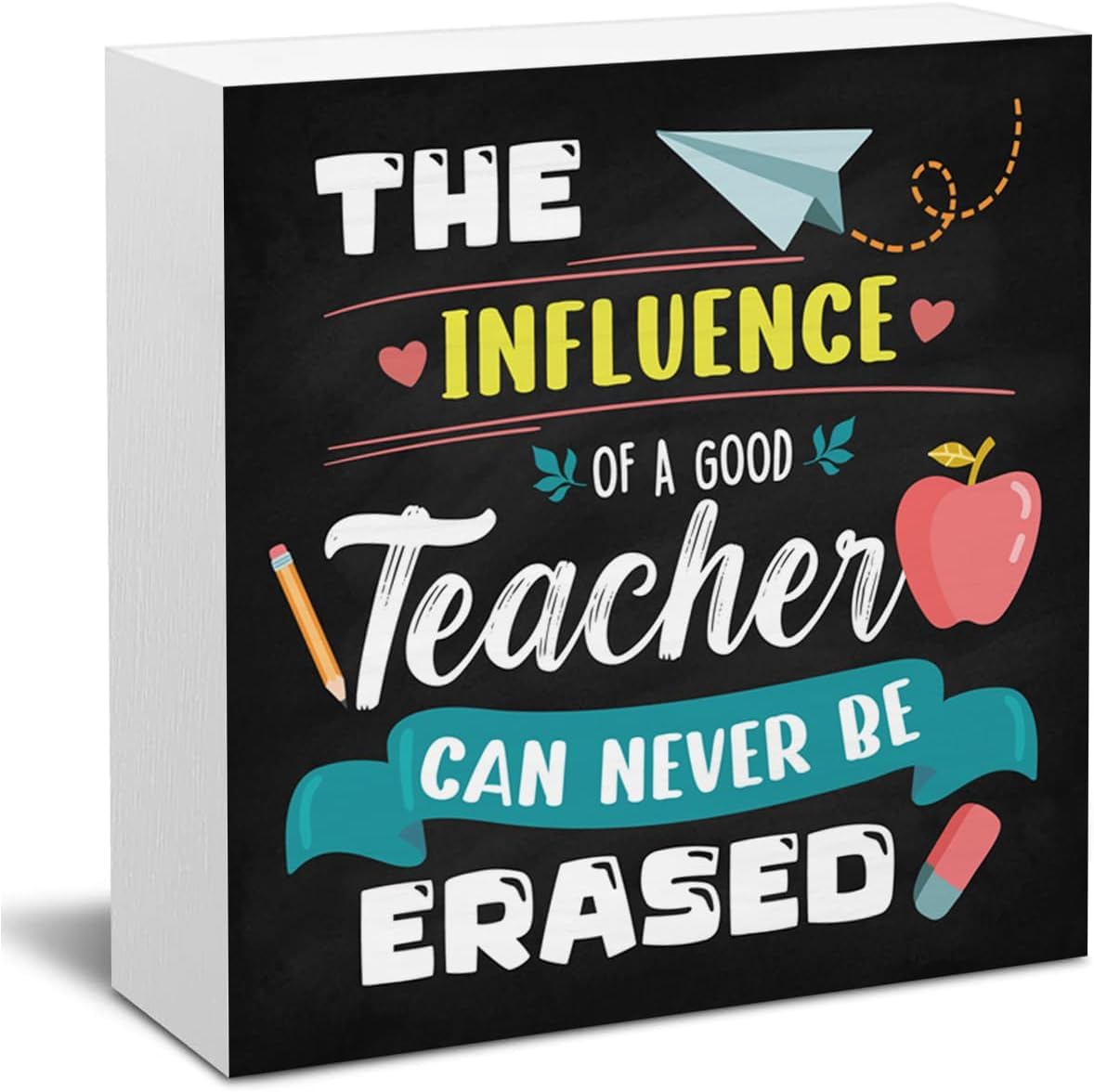 7x7 Inch Teacher Box Sign Desk Decor Inspirational Classroom Gift