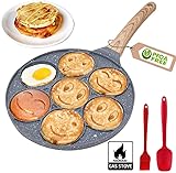 sarten tortitas de avena CALOR UNIFORME - El molde para panqueques está hecho de aleación de aluminio de alta calidad, el fondo del molde es grueso, la pared del molde es delgada, la velocidad de calentamiento es más rápida que el molde para panqueques tradicional, reducir el tiempo de cocción.