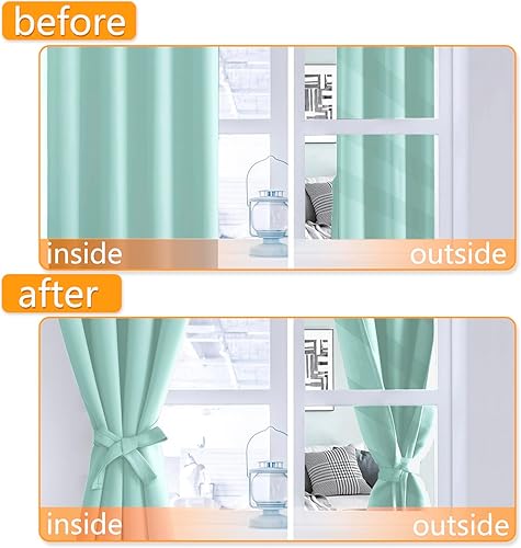 Miniatura 5 de Hiasan - Cortinas opacas para dormitorio o sala de estar, aislamiento térmico y ahorro de energía juego de 2 paneles con alzapaños cosidos