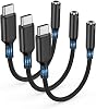 Highwings USB Type C to 3.5mm Female Headphone Jack Adapter, 3-Pack USB C to Aux Audio Dongle Adapter Compatible with iPhone 16 Pro Max15 Pro15, Samsung Galaxy S25S24S23 Ultra, iPad Pro-Black