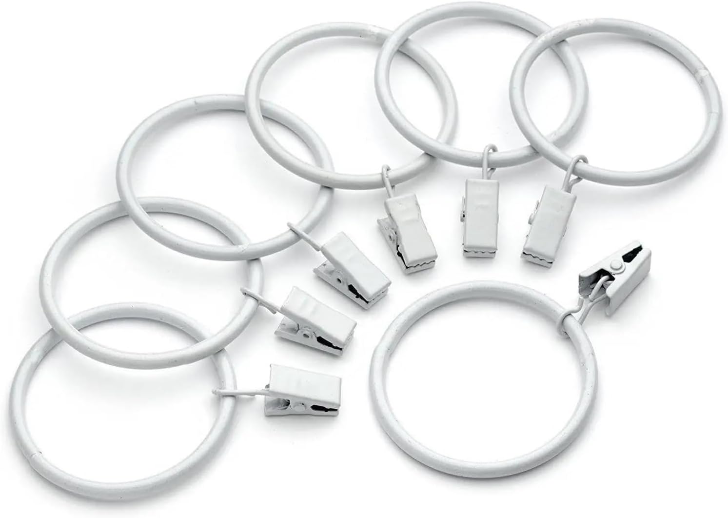 Curtain rings, Curtain Rings with Clips 100pcs Metal Drapery Hooks Heavy Duty Easy Installation for Home Decor Bathroom Bedroom