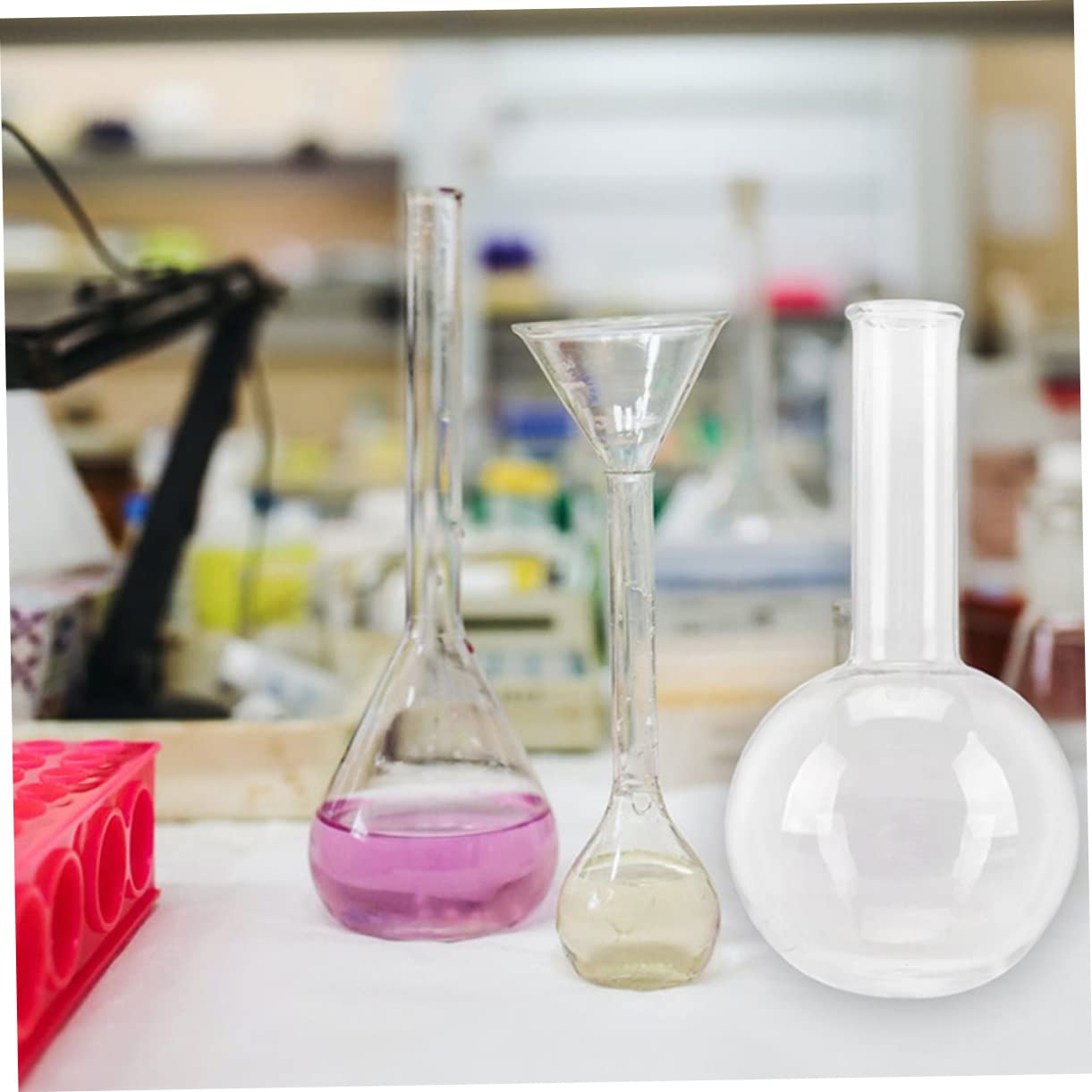 Rundkolben Glasflaschen aus Glas mit Schmalem Hals 2 Stück für Chemische Experimente im Labor und Wissenschaftliches Studium