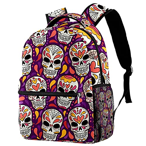 Sac à dos de voyage Jour des Morts pour filles et garçons avec porte-bouteille