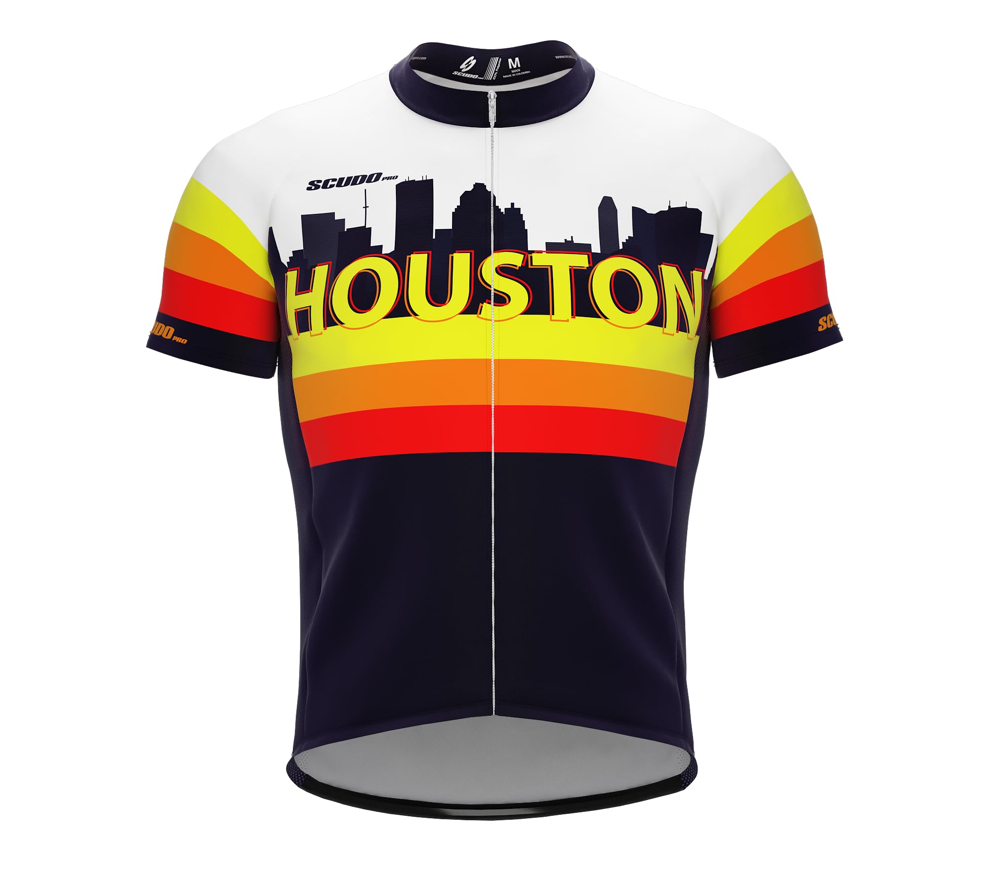 ScudoPro Houston Texas State Short Sleeve Cycling Jersey for Men - Size XL Multi-Colored