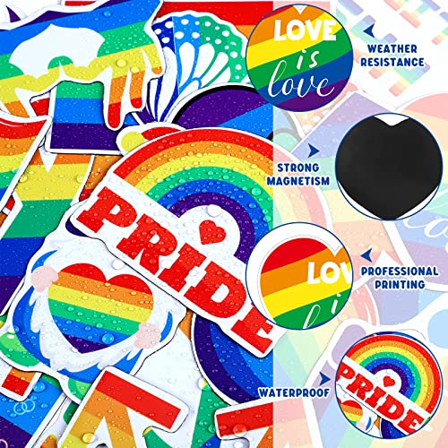 24 Pieces Rainbow Magnetic Stickers Car Magnet Bumper Sticker Gay Pride Rainbow Car Magnet Heart Car Magnet Decal Love Is Love Wins Magnetic Stickers For Car Bumpers Refrigerator Decorations #TOP4