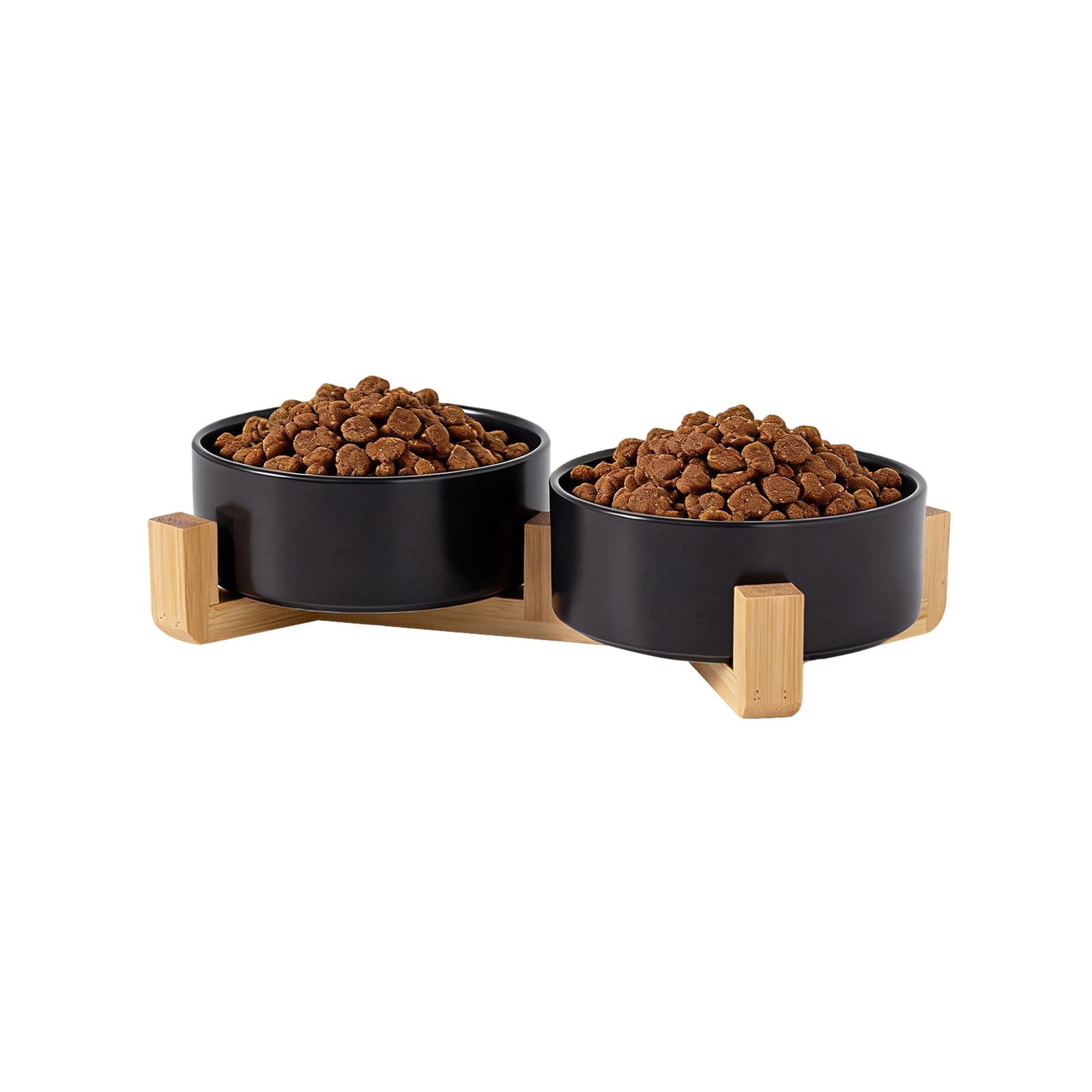 Ciotola per cani in ceramica, doppia ciotola, nera, 2 x 850 ml