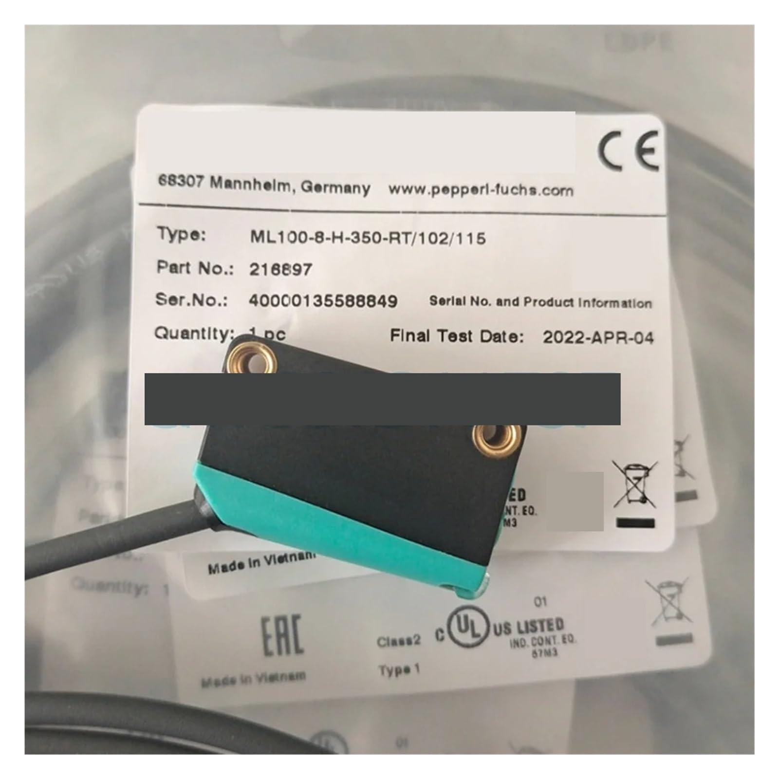 BACYDLPL 1PC ML100-8-H-350-RT/102/115 Photoelectric Switch Sensor 216897