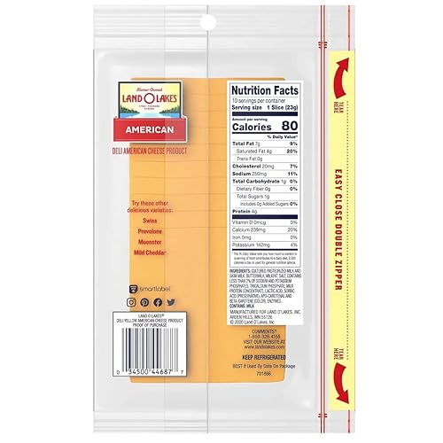 Miniatura 3 de Land O Lakes American Yellow Deli Process Cheese Loaf - Cortado, 8 onzas, 12 por caja.