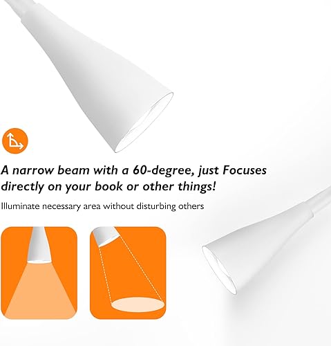 Miniatura 6 de Lámpara LED de Pared Montada para Lectura, Luz de Libro para Leer en la Cama con Control Táctil, 5 Niveles de Atenuación, Salida USB, Función de Luz