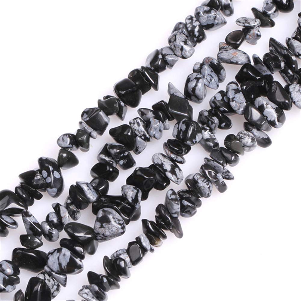 GEM-Inside Snowflake Obsidian Gravel Chips 5-8mm Gemstone Semi Precious for Jewellery Making 34" per Strand — image 1