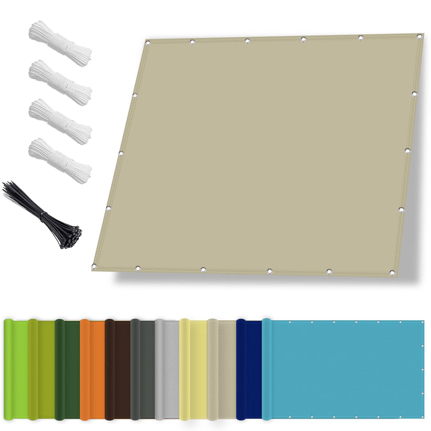 Sonnensegel wasserdicht 1.5x2M,Sonnenschutz- und Wetterschutz-Markise, UV-Schutz Schattiernetz mit Ösen und Kordel für Garten und Terrasse-Khaki