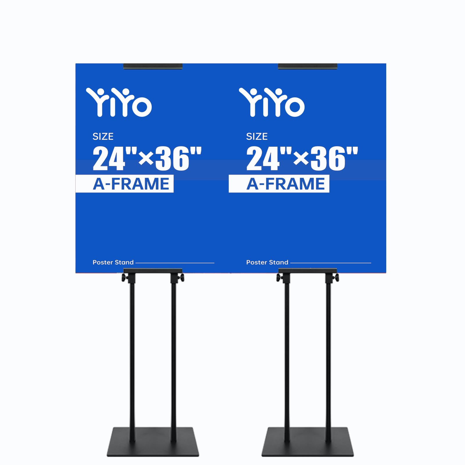 YIYO Soporte para carteles – Exhibición de suelo de doble cara de 78 pulgadas con base de metal, doble poste ajustable resistente para tableros de espuma y señalización (escuelas/tiendas/restaurantes