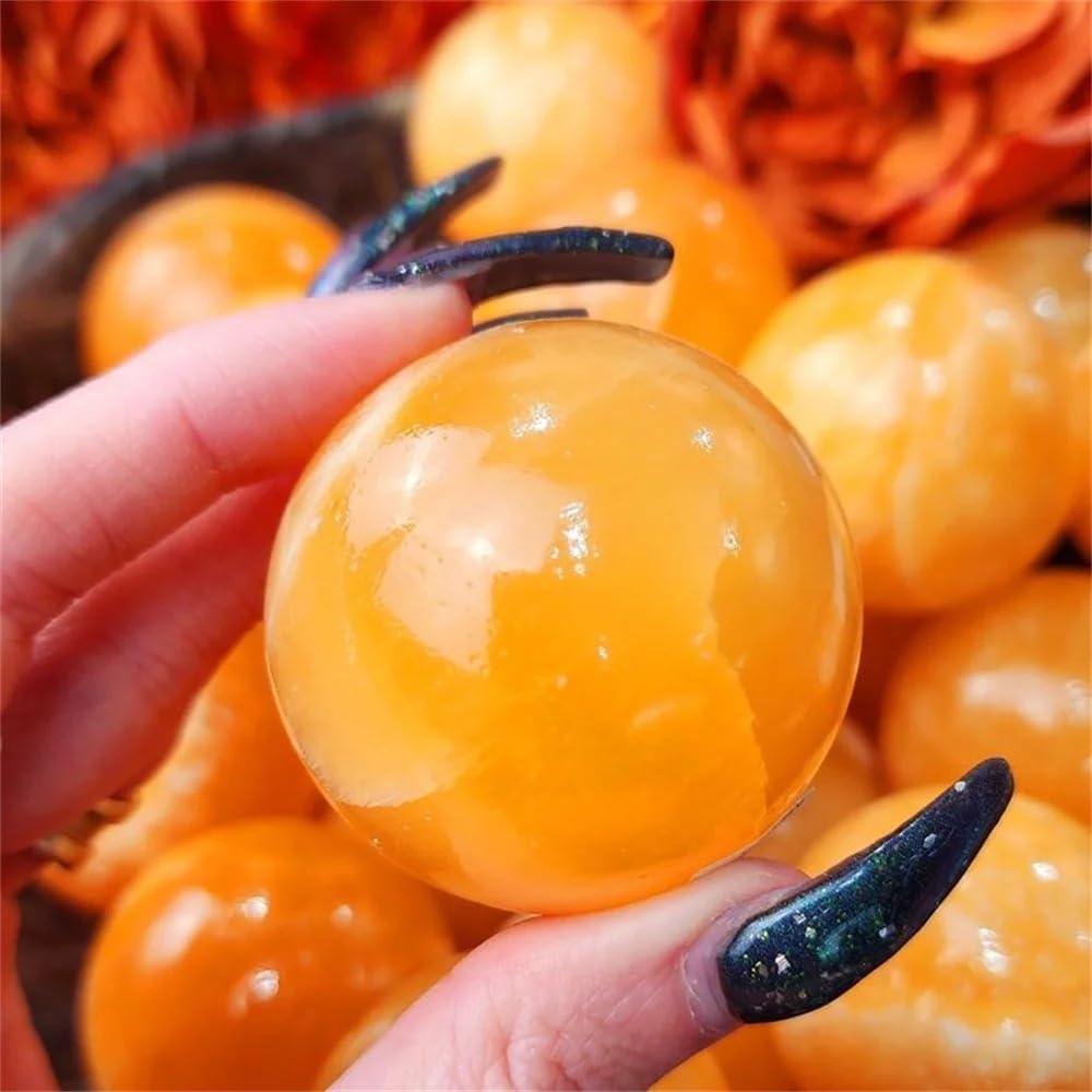 1pc 6-7cm Orange Calcite Crystal Ball striped stone ball for home decor