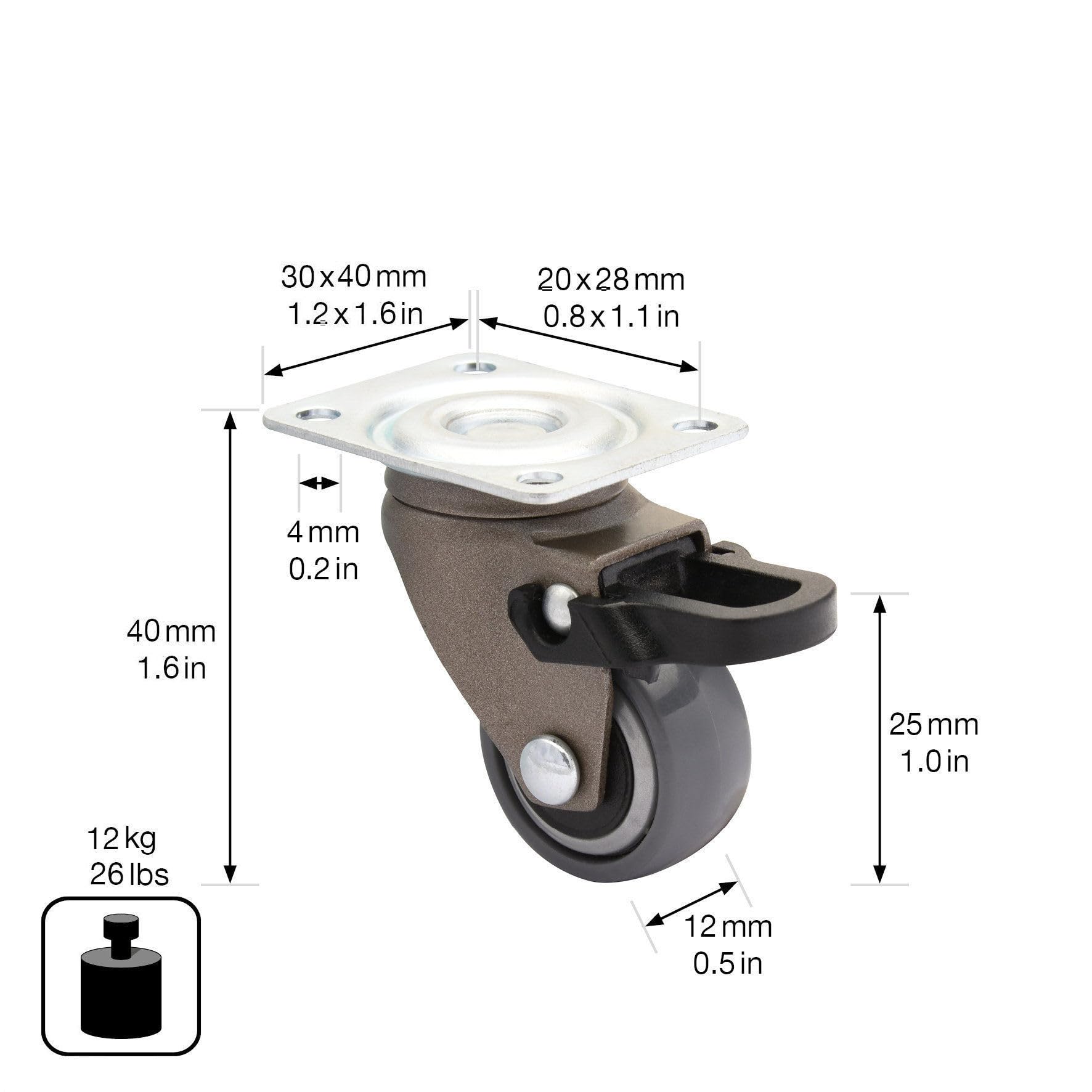 WAGNER Design 3C Möbelrollen 4tlg Weiß Softlauffl Produktbild-Vorschau 3