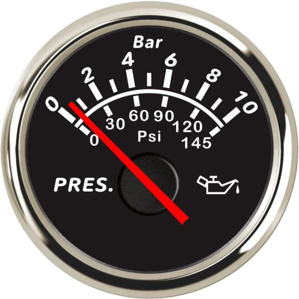 ELING 52mm (2 '') manomètre d'huile 0-10bar 0-145PSI mètre avec rétro-éclairage pour voitures et bateaux automobiles