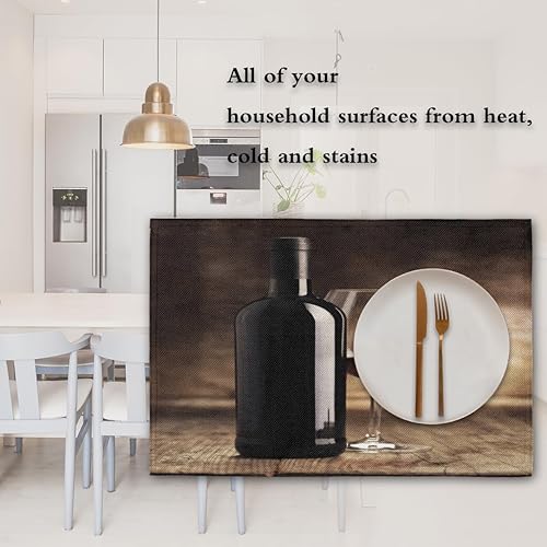 Miniatura 7 de Juego de 4 manteles individuales con patrones de vino, lavables, impermeables, para decoración de mesa de comedor, 18 x 12 pulgadas