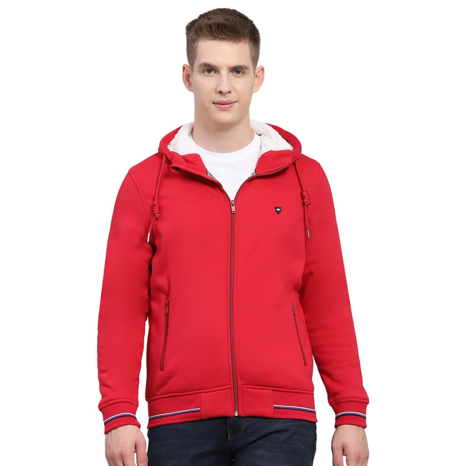 monte carlo Solid Red Hooded Neck Full Sleeve Sweatshirt for Mens-picture-25