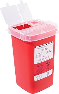 Alcedo Sharps Container for Home Use 1 Quart (1-Pack) | Biohazard Needle and Syringe Disposal | Small Portable Container for Travel and Professional Use