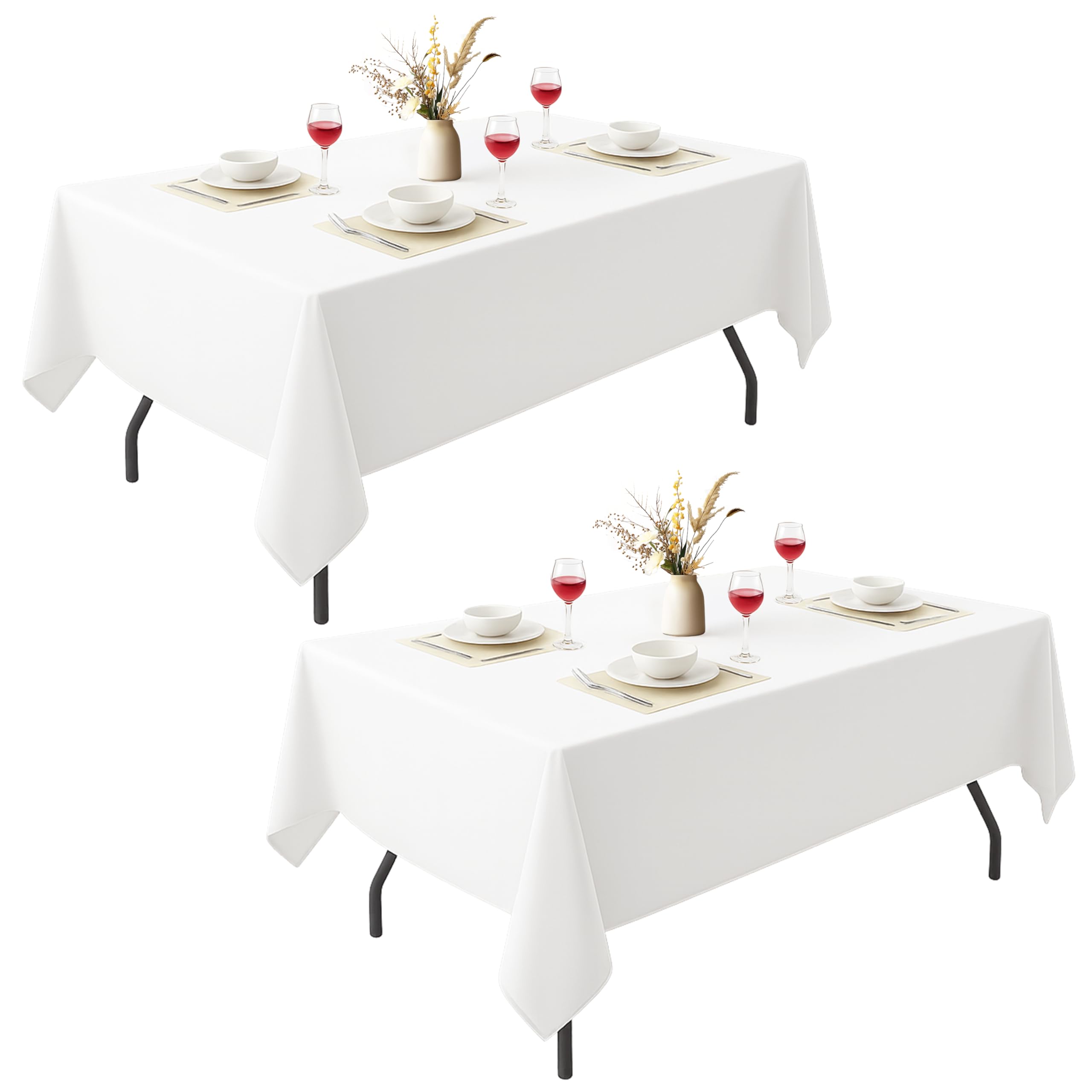 Nappe rectangulaire de fête blanche en tissu 152,4x259,1 cm pour mariage et réception