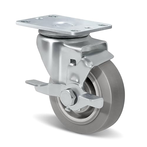 Miniatura 110 de Ruedas giratorias de 3.5 pulgadas, ruedas giratorias resistentes con freno, capacidad de carga de 1000 libras en total (2 frenos y 2 giratorios)