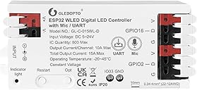 GLEDOPTO ESP32 WLED LED Strip Controller Mic UART Download Music Sound Dynamic Mode RGB IC DIY WiFi APP Control Easy Wiring for WS2811 WS2812 SK6812 TM1814 WS2813 WS2815 FCOB Addressable Strip Light