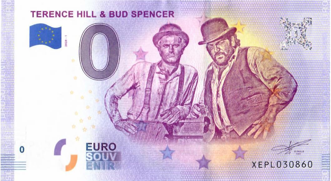 Banconota da 0 Euro Germania 2020 · Terence Hill e Bud Spencer · Souvenir Zero €