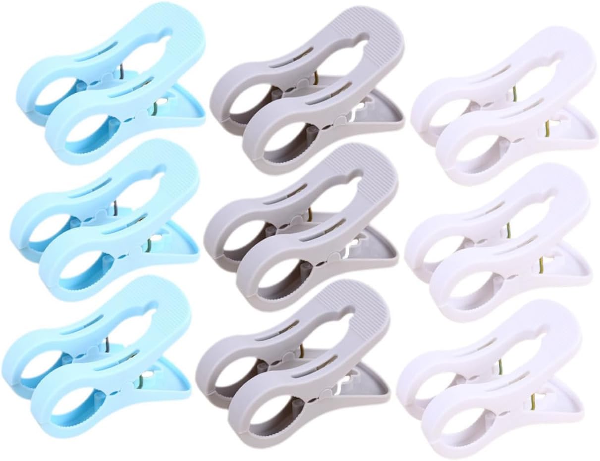 9pcs Windproof Clothespins Heavy Duty Beach Towel Clips Pp Plastic Non-Slip Design Outdoor Drying Clamp