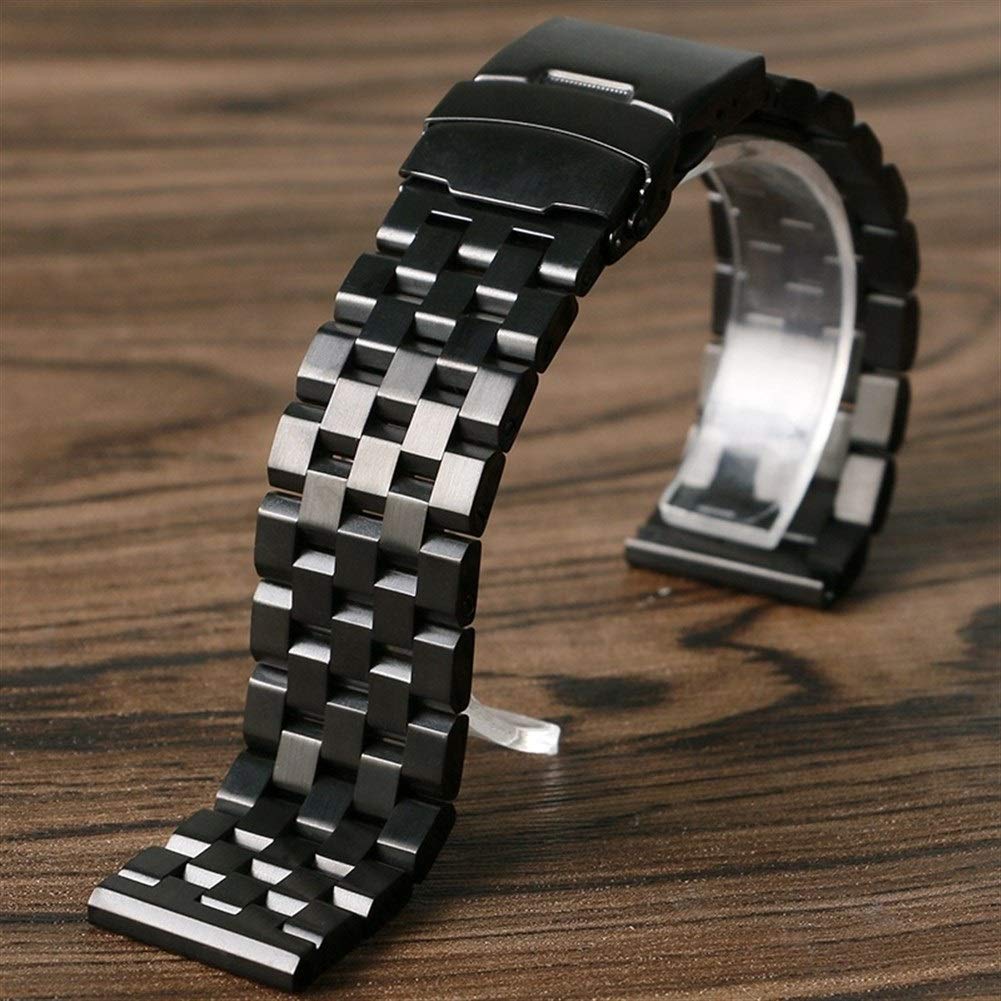 Cinturino per Orologio 22 mm 20 mm Argento/Nero Cinturino in Acciaio Inossidabile Solido Cinturino con Chiusura Pieghevole con Cinturino di Ricambio da Uomo di Sicurezza