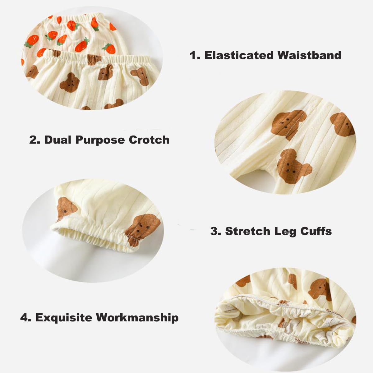 Lot de 3 Pantalon Bloomers Été pour Bébé Garçon Fille Pantalon Sarouel Taille Elastique en Coton Pantalons Bouffant à Imprimé Pantalons Décontracté Jogging pour Tout-Petit Enfant 6 Mois-5 Ans