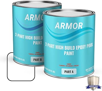 ArmorPoxy Pool Paint 2-Part Epoxy Coating for Concrete, Gunite, Fiberglass, Plaster Pools - Saltwater & Fresh Water Compatible - White 2 Gal