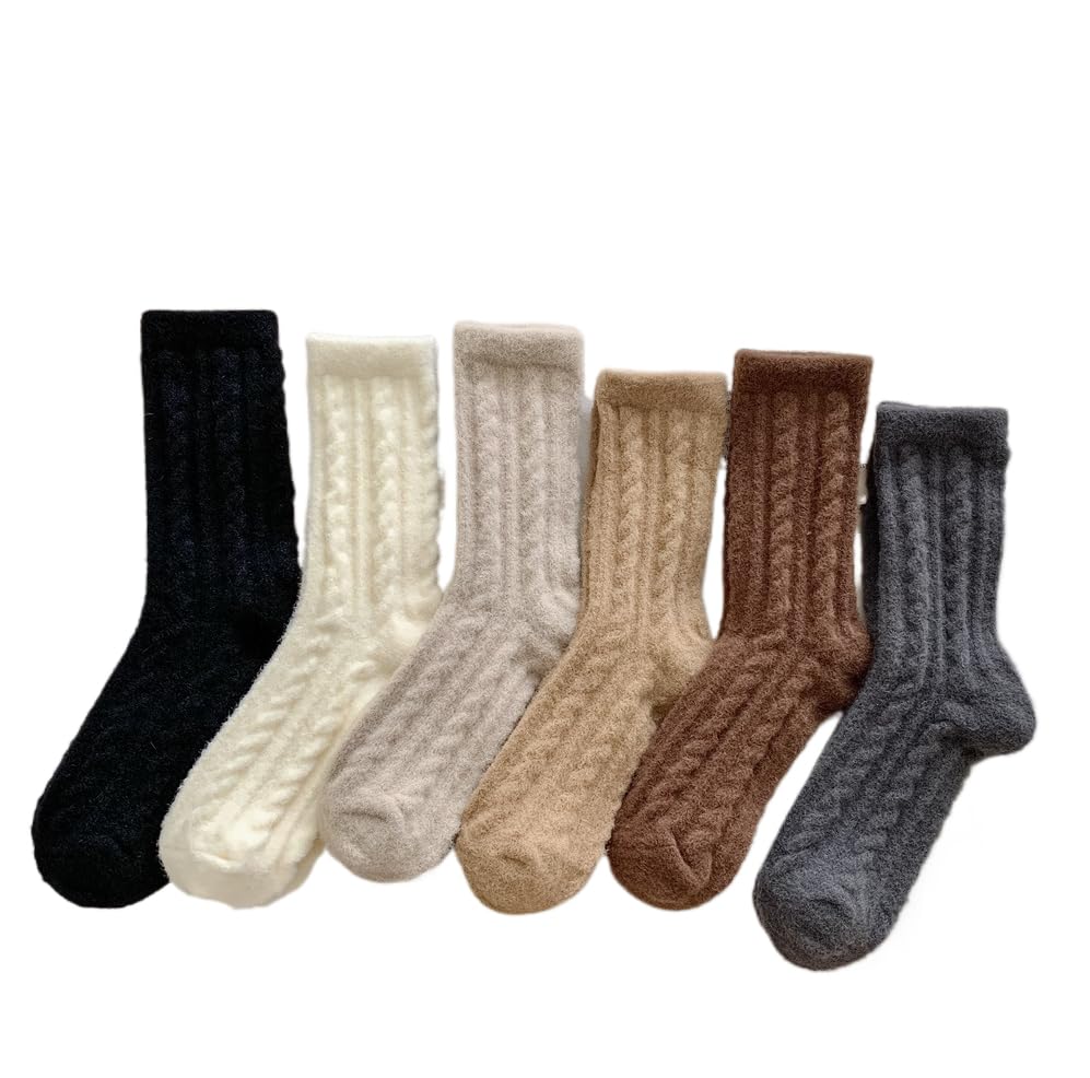 Image of Kelabia Women Fuzzy Socks Warm Fluffy Soft Japanese Thick Slipper Cute Aesthetic Fleece Long Socks