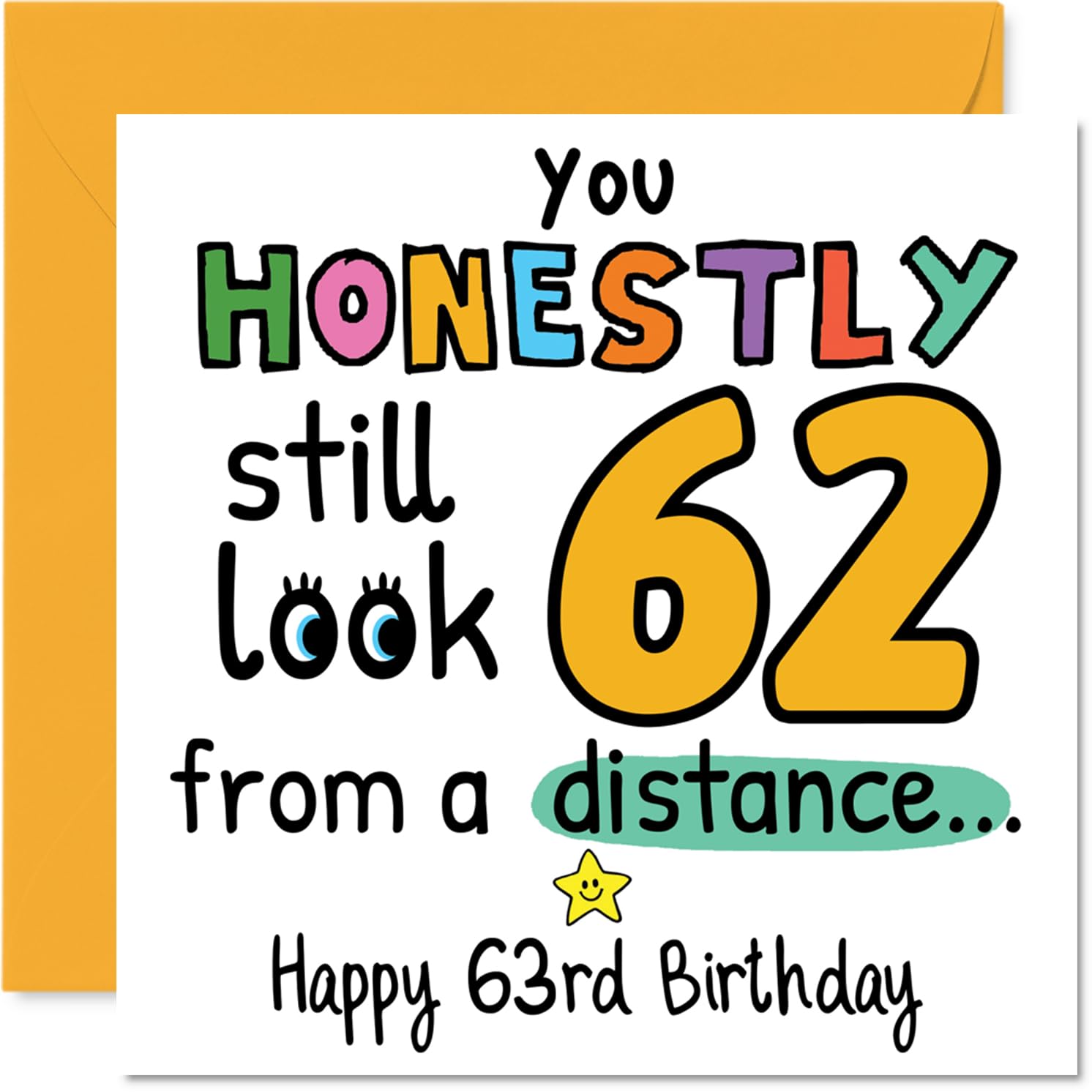 63rd Birthday Cards for Men Women - From a Distance - Happy Birthday Card for 63 Year Old Man Woman Auntie Neighbour Nanny Cousin, 145mm Bday Greeting Cards