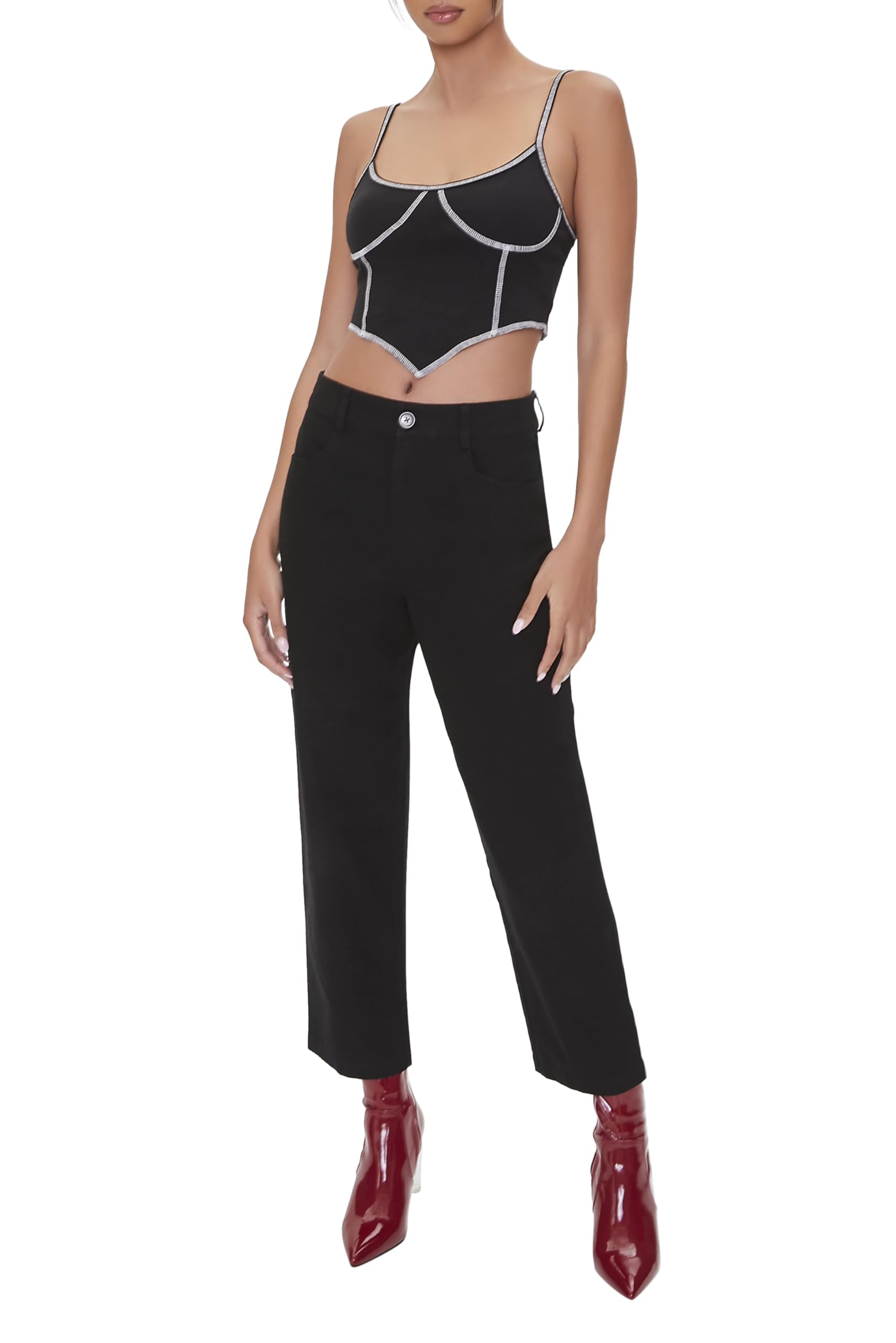 Forever 21 Womens Ankle-Cut Canvas Pants