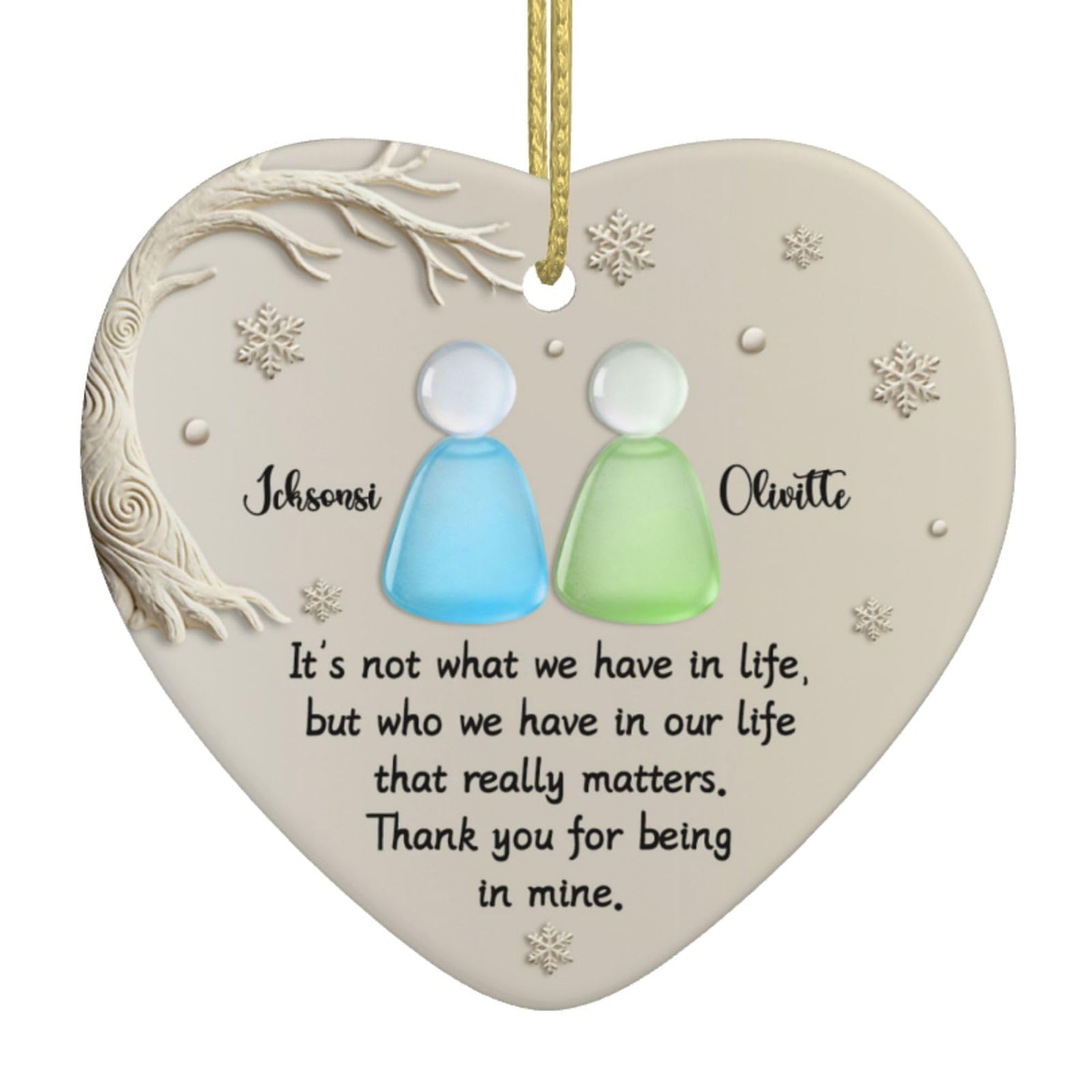 Personalized Heart-Shaped Sea Glass Friendship Ornament,Custom Timeless Friendship Keepsake Ceramic Ornaments,Pendant for Christmas Tree Hanging Ornament,Xmas Gift for Best Friends