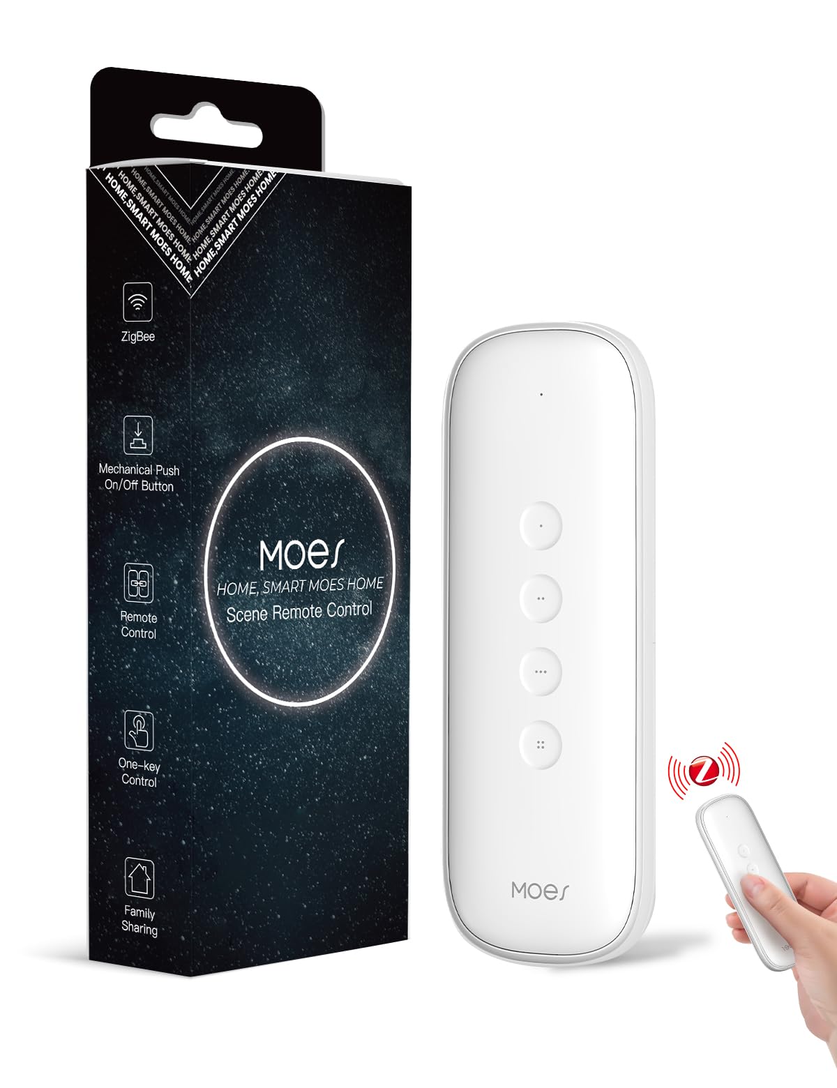 MOES Zigbee Smart Schalter,12 Szenenschalter ohne Installation(MOES ZigBee Hub erforderlich),EIN-klick-Steuerung für Tuya-Geräte,Zigbee Taster Smart Home Automation, Smart Life/Tuya APP(Weiß)